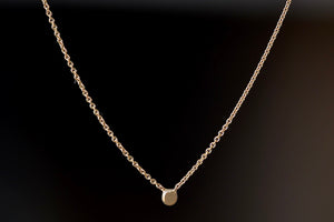 Carla Caruso Itty Bitty Dot Necklace 16" chain 14k yellow gold fixed inline flat hammered.