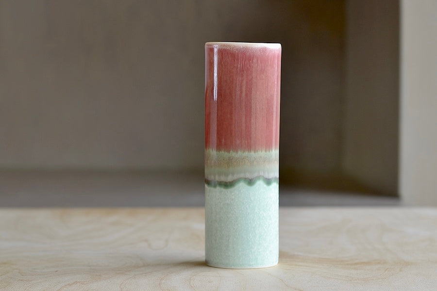 Pink, Gray and green cylinder vase by Yuta Segawa.