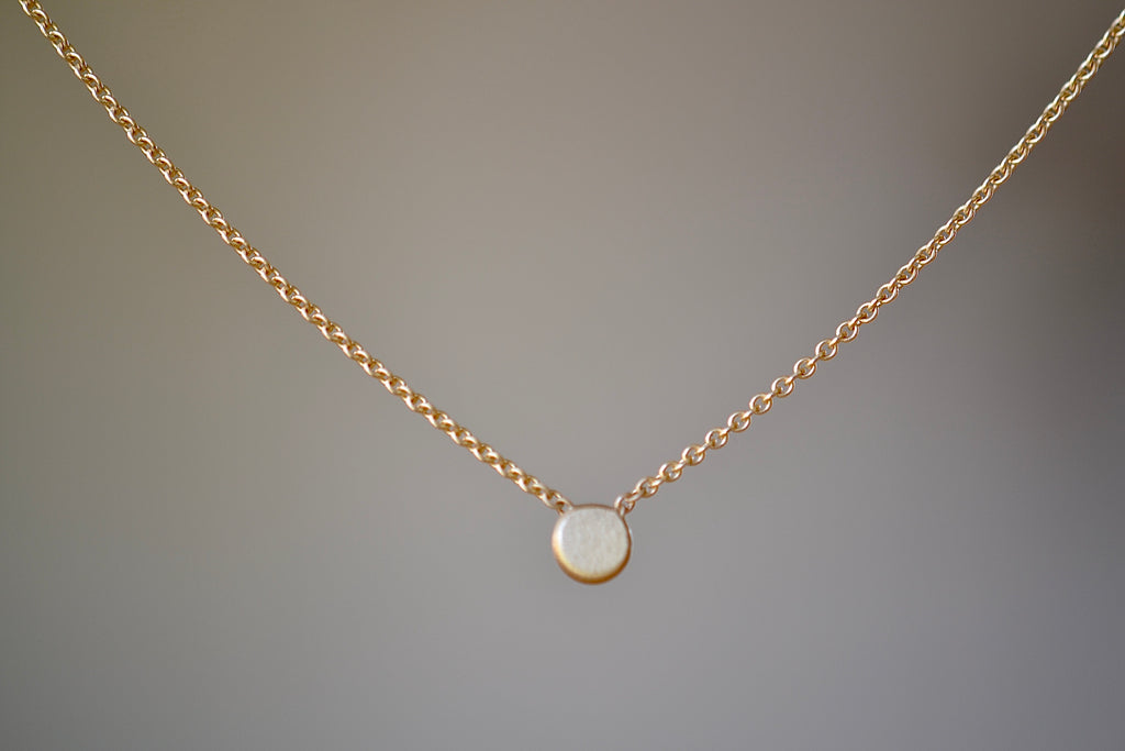 Carla Caruso Not So Itty Dot Necklace 21" chain 14k yellow gold fixed inline flat hammered 