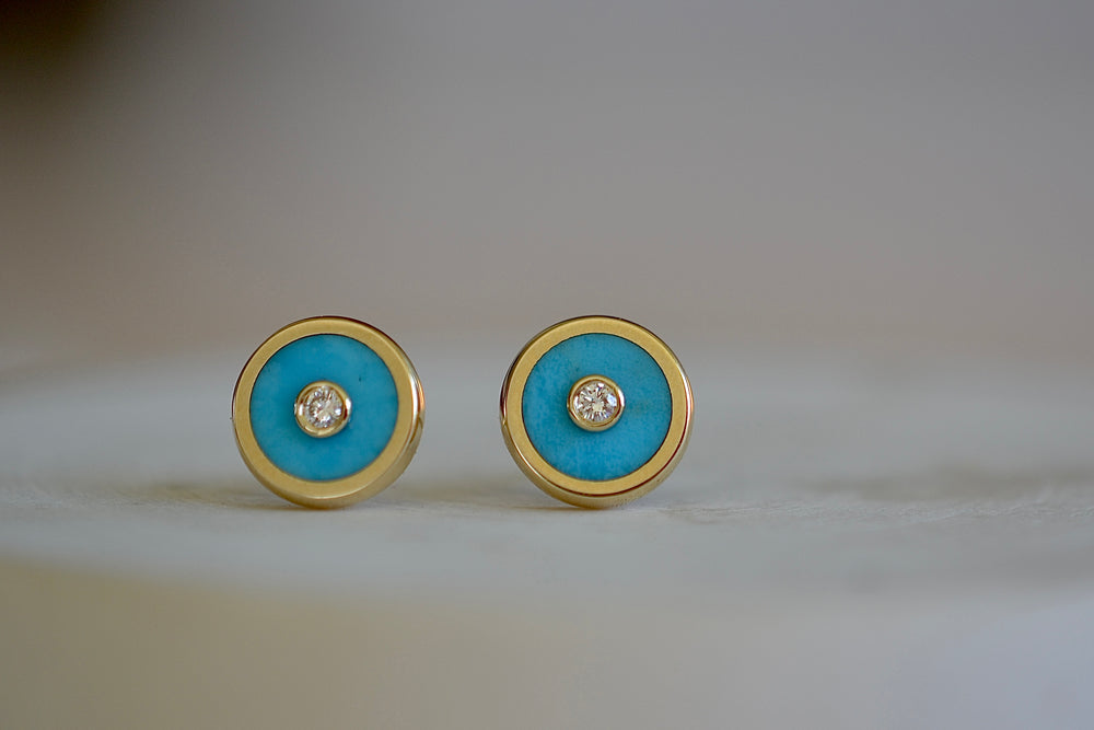 Compass Stud Earrings in Turquoise