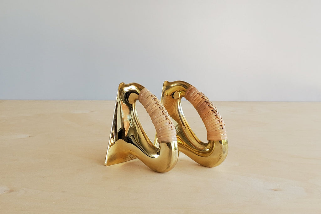 Aubock Bookends 3530 Polished Brass with Cane