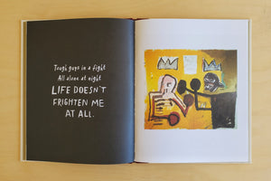 Life Doesn't Frighten Me book with poem by Maya Angelou illustrated by Jean-Michel Basquiat.