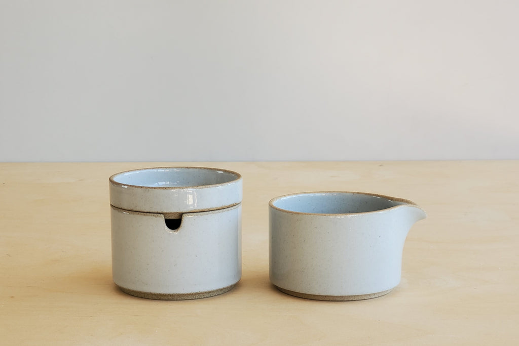 Hasami Porcelain Cream and Sugar Set Grey Glaze
