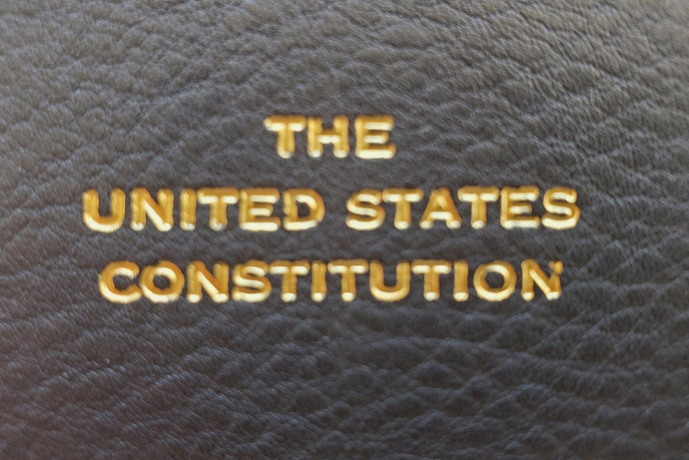 Close up of Leather Bound United States Constitution from Graphic Image.