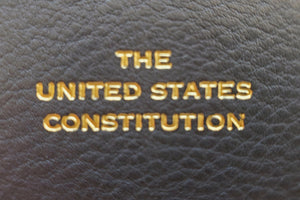 Close up of Leather Bound United States Constitution from Graphic Image.