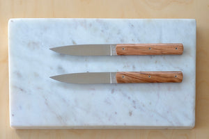9.47 Steak Knife with Olive Wood Handle by Perceval sold as single unit.
