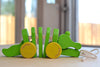 Alligator Pull Toy in green and yellow with natural string. Wood Toy.