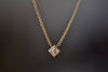 Carre Cut Diamond Bezel Solitaire Necklace by Lizzie Mandler is a A beautiful carre cut and bezel set diamond pendant on a classic adjustable cable chain in 18k yellow gold.