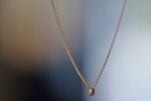 Carla Caruso Itty Bitty Dot Necklace 16" chain 14k yellow gold fixed inline flat hammered.