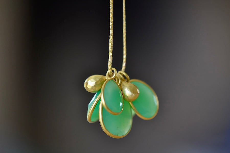 Colette Cluster Necklace in Chrysoprase with Gold Drops