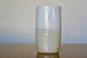 Lattimo White & and Ivory Flat Cylinder small Vase in shade.