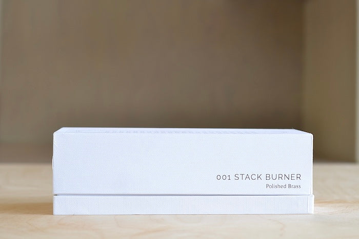 The 001 Stack Burner is a three tiered incense burner in polished brass. The top is a vent, the middle has space for up to three sticks to burn, and the bottom is extra storage. It is as posh as posh gets and we will include a box of our favorite incense. Designed by Populus Project in Canada.