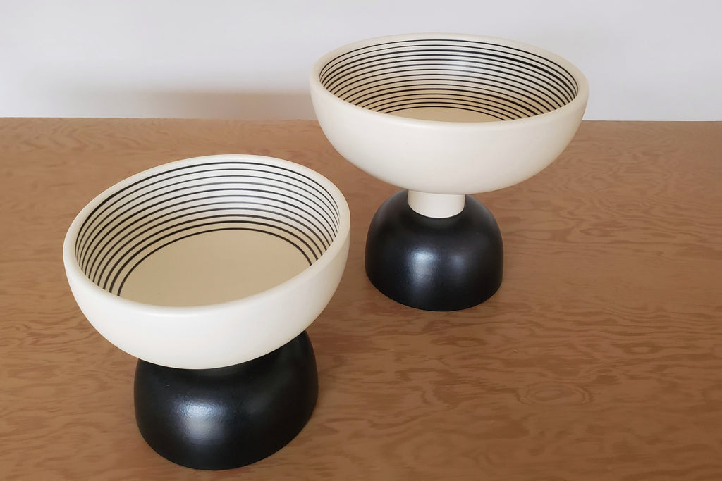 Ettore Sottsass Alzata Black and White  for Bitossi