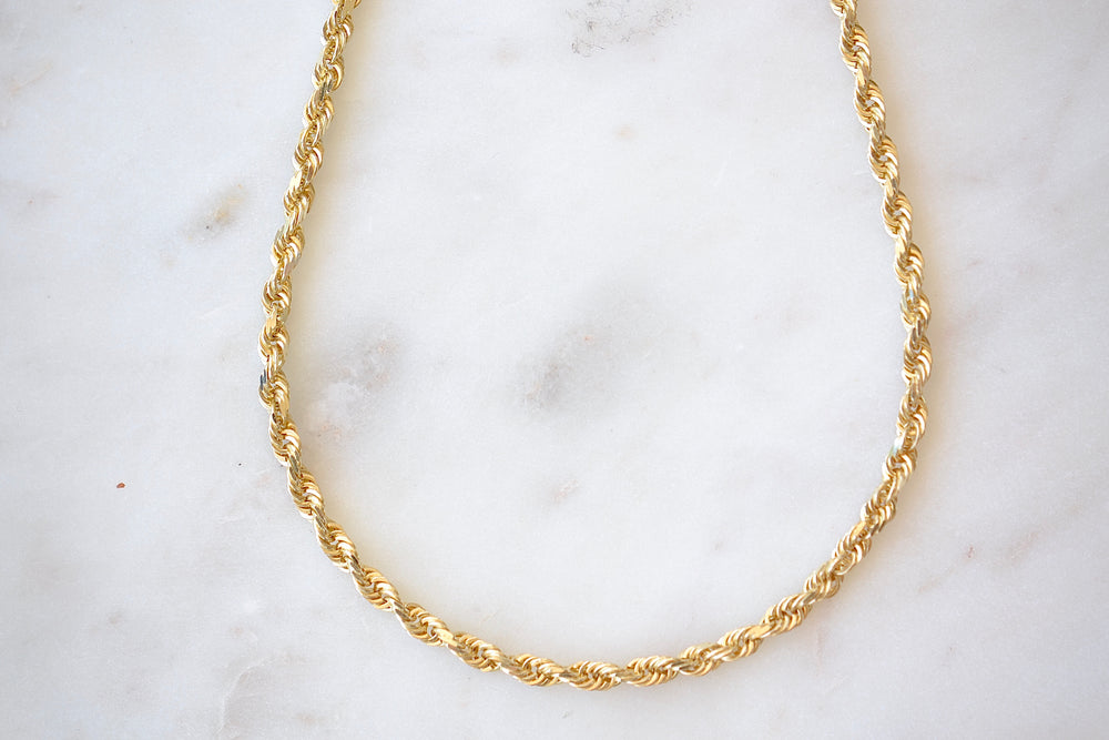 OK Chain Bar Rope Chains 14k gold 18" rope chain in 4mm wide Handmade in Los Angeles