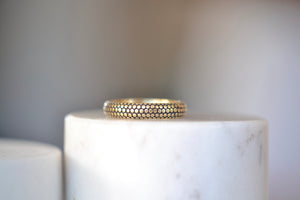 Marian Maurer Dot Dotted Wedding Band various widths 18k yellow gold dots on black background 4.3mm band and satin finish.