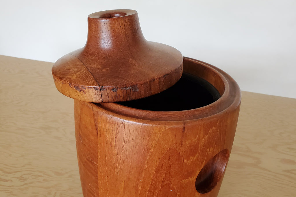Vintage Henning Koppel Teak Ice Bucket.  Georg Jensen, Made in Denmark.