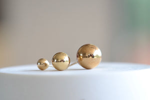 Kathleen Whitaker Sphere Stud Earring s small, medium, large 14k yellow gold hollow round