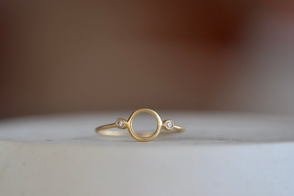 Marion Maurer Armilla Ring with  Diamonds two 2 set yellow satin finish wedding engagement stacking