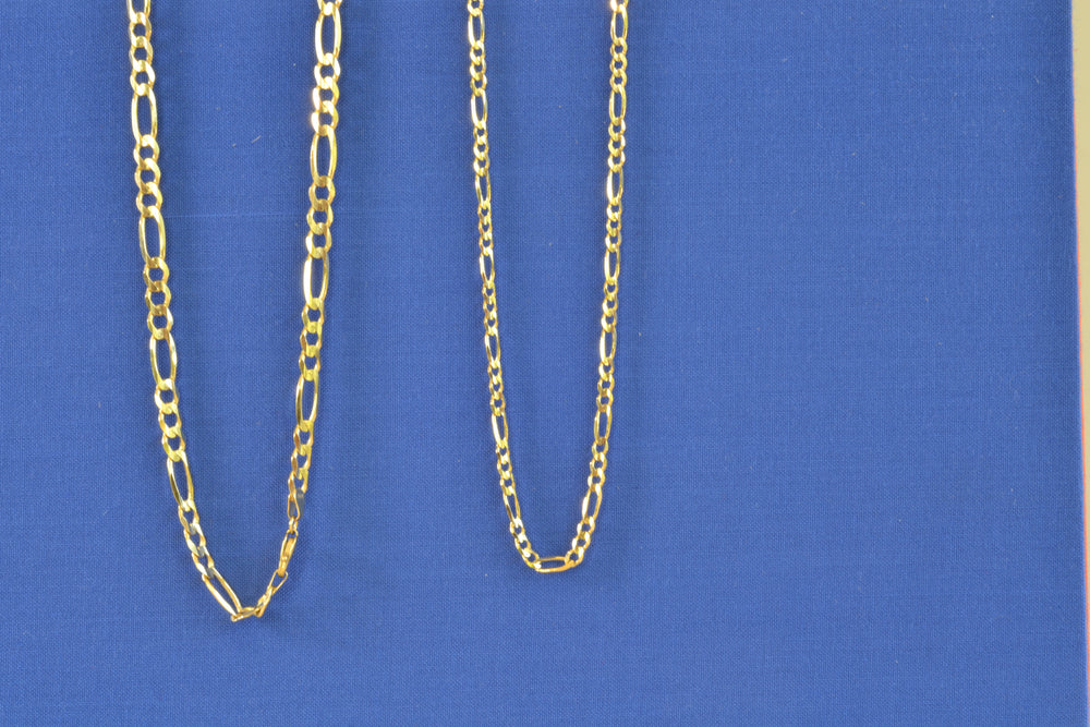 OK Chain Bar Figaro Chains 4mm wide 3mm 14k gold 20" or 18"  