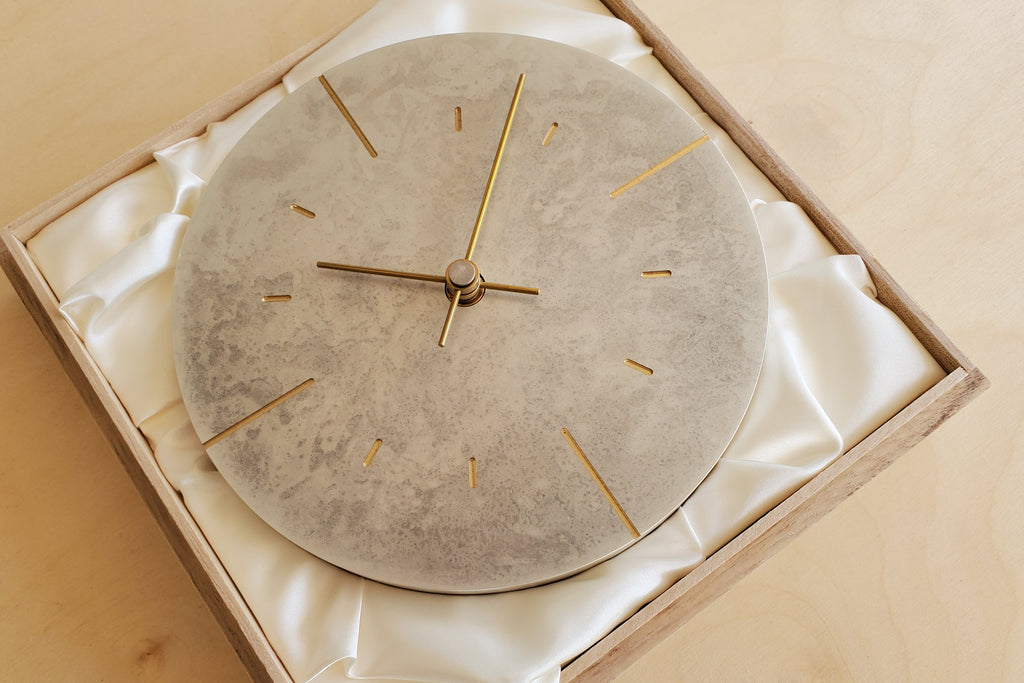 Japanese Cast Brass Clock "Orb" Silver Finish made in Toyama.