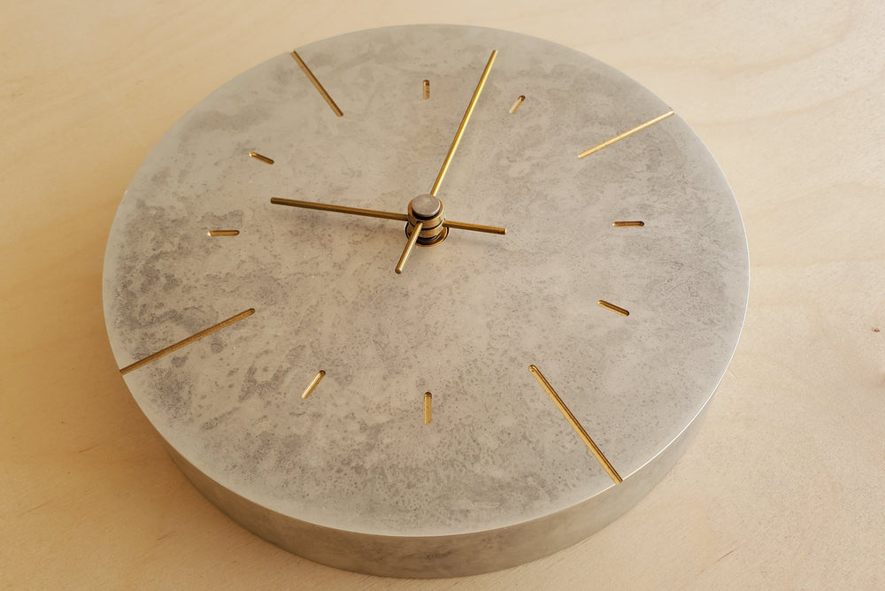 Japanese Cast Brass Clock "Orb" Silver Finish made in Toyama.