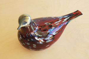 OIva Toikka Ruby Red Bird Dove in glass with red speckled design from Iittala. 