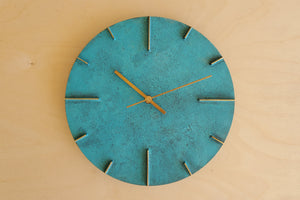Japanese Cast Brass Clock "Quaint" Verdigris Finish made in Toyama.
