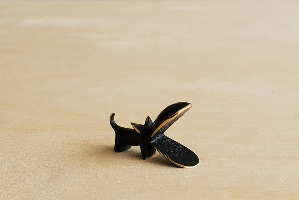 Tiny Austrian Brass Figurines darkened with patina by Walter Bosse -hippo.