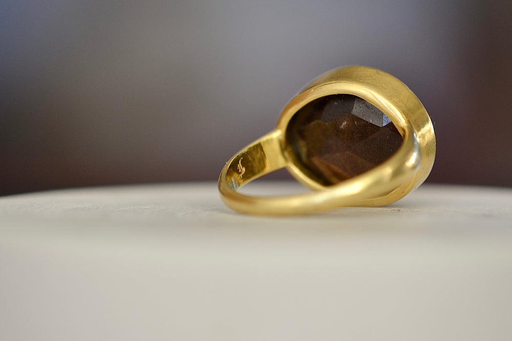Pippa Small Chrysoprase Large Greek Ring 18k Yellow gold.