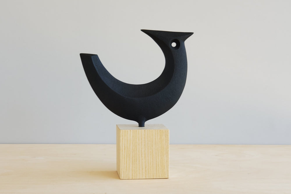 Japanese Cast Iron Sculpture "Flat Head Bird"