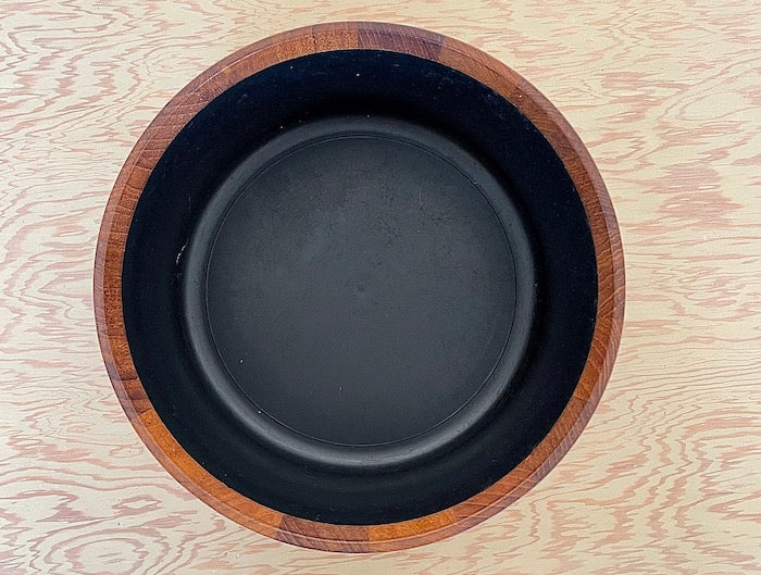 Inside of Vintage Dansk Staved Teak Ice Bucket By Jense Quistgaard.