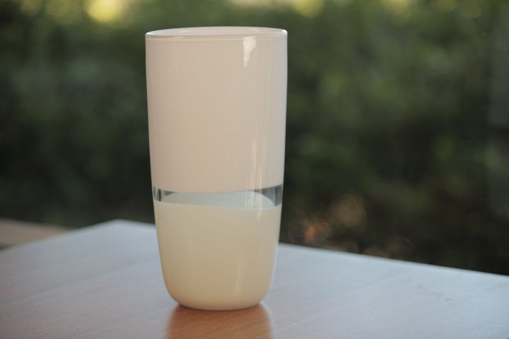 Lattimo White & Ivory Flat Cylinder Vase Small designed by Caleb Siemon & Salazar.