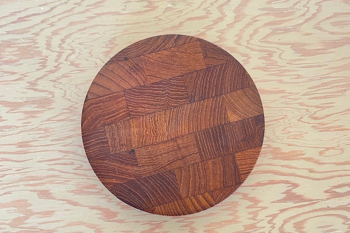 Interior of vintage Nissen Teak Ice Bucket and Caddy.